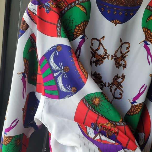 Oscar de la Renta Silk Bomber Jacket Large 80's 90's Hot air balloon RARE VTG - Picture 13 of 15